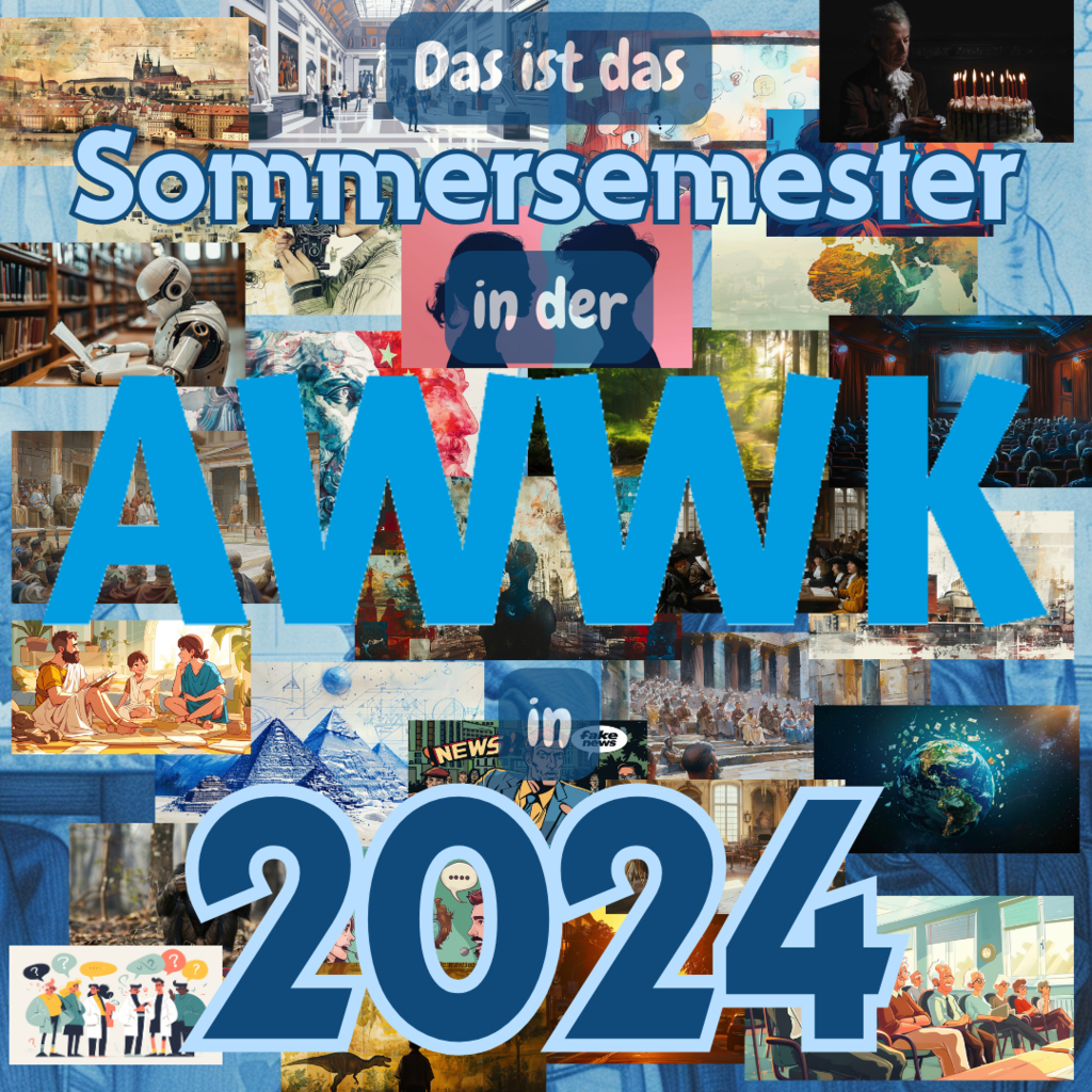 Collage aller Kurs-Bilder des Sommersemesters. Text: Das ist das Sommersemester in der AWWK in 2024